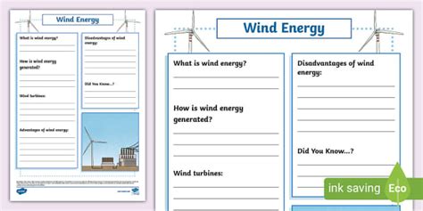 Wind Energy Fact File Template Sustainable Energy Twinkl Wind Energy Worksheet - Wind Energy Worksheet