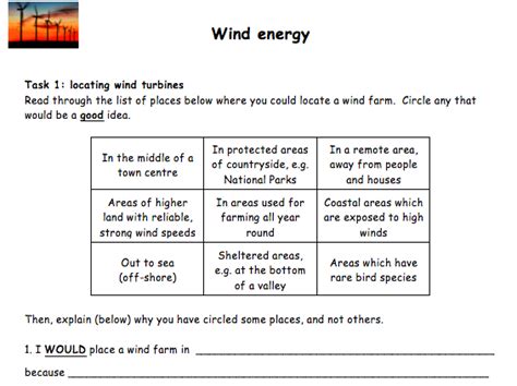 Wind Energy Wind Power Sheet Teaching Resources Wind Energy Worksheet - Wind Energy Worksheet