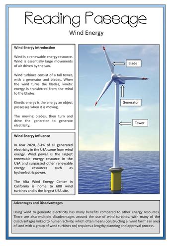 Wind Energy Worksheet And Reading Passage Tes Wind Energy Worksheet - Wind Energy Worksheet
