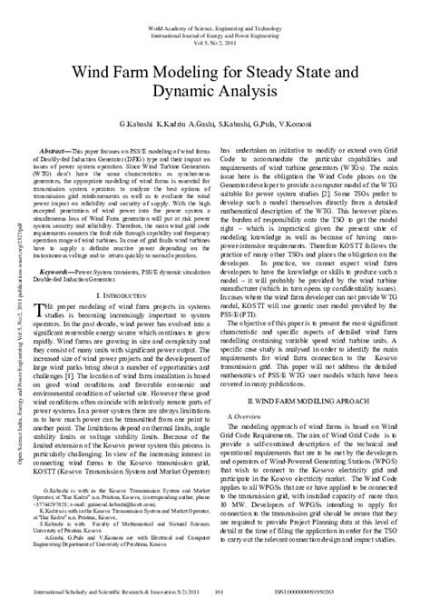 Wind Farm Modeling For Steady State And Dynamic Analysis