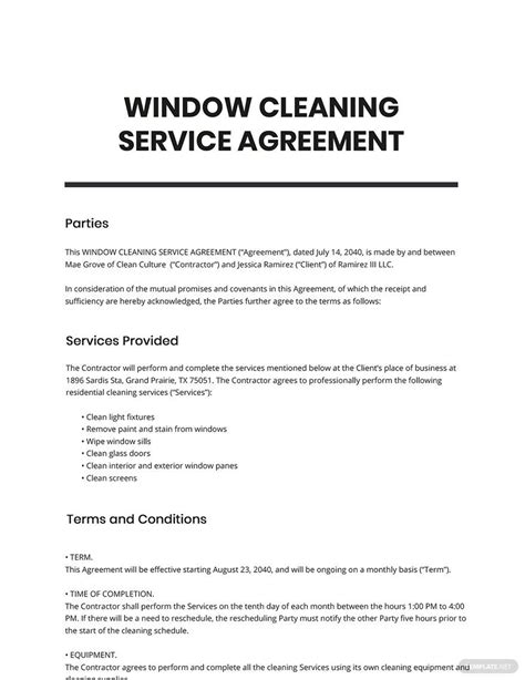window cleaning sample contract