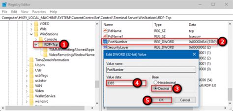 windows 10 change rdp port