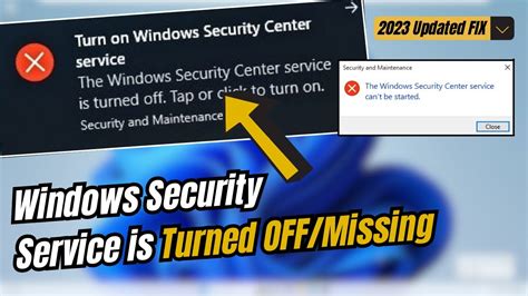 windows security center is turned off