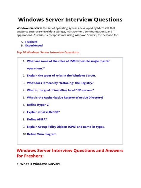 Windows Server Administration Interview Question