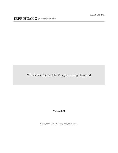 Read Online Windows Assembly Programming Tutorial 