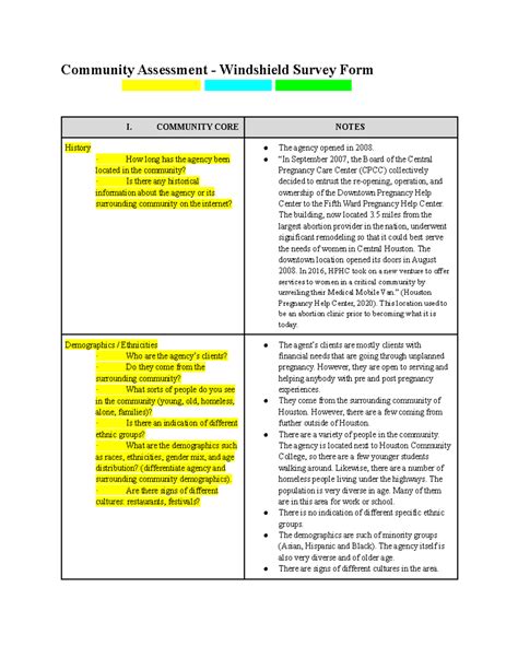 Windshield Survey Community Assessment Example