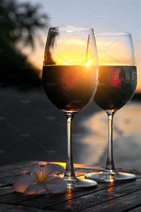 wine at sunset