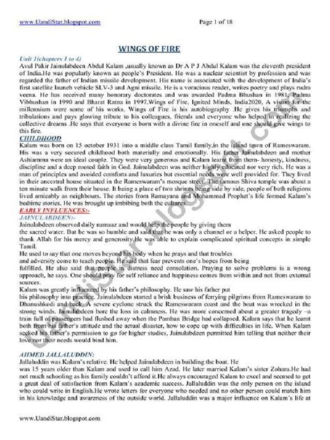 Wings Of Fire Summary 1