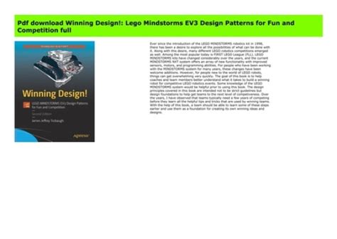 Download Winning Design Lego Mindstorms Ev3 Design Patterns For Fun And Competition 