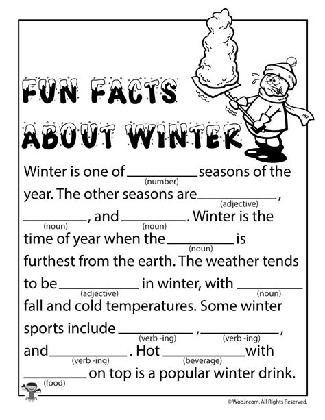 Winter Ad Libs Fill In The Blanks Stories Printable Fill In The Blanks Stories - Printable Fill In The Blanks Stories