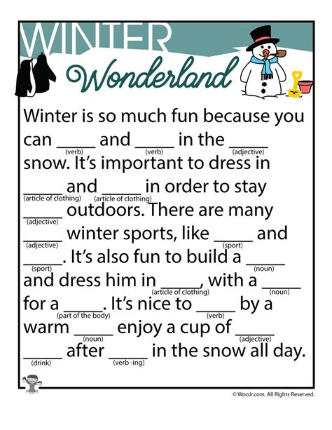 Winter Fill In The Blank Stories Frugal Fun Printable Fill In The Blanks Stories - Printable Fill In The Blanks Stories