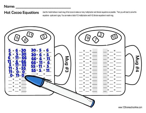 Winter Hot Cocoa Multiplication And Division Math Worksheets Winter Multiplication Worksheet - Winter Multiplication Worksheet