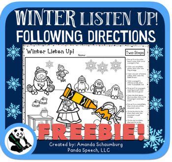 Winter Listen Up Following Directions Freebie Tpt Preschool Following Directions Worksheets - Preschool Following Directions Worksheets