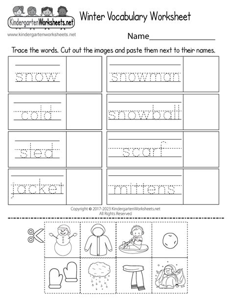 Winter Vocabulary Words Worksheet Free Kindergarten Seasonal Winter Color Word Worksheet Kindergarten - Winter Color Word Worksheet Kindergarten