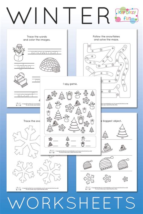 Winter Worksheets For Kindergarten Itsy Bitsy Fun Kindergarten Winter Worksheet - Kindergarten Winter Worksheet