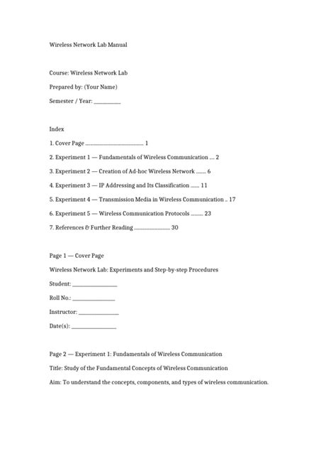 Wireless Network Lab Manual