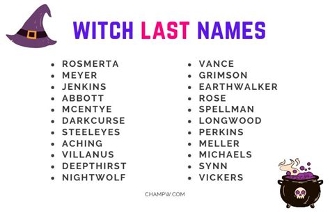 Witchy Last Names