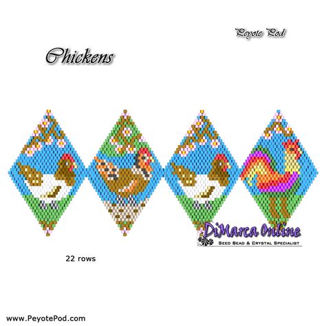 with Basic Instructions Tutorial ROOSTER and his HENS 3D Peyote Pod