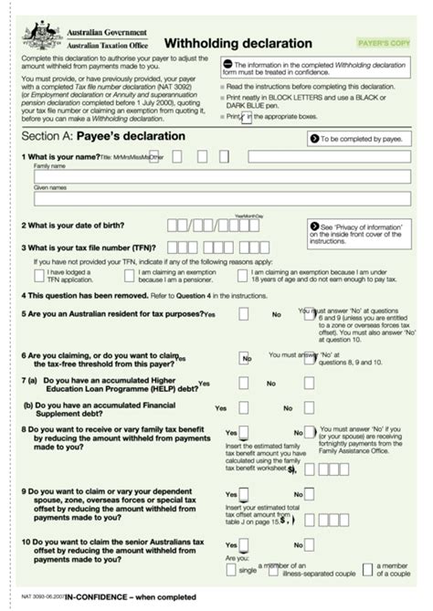 Withholding Declaration Form