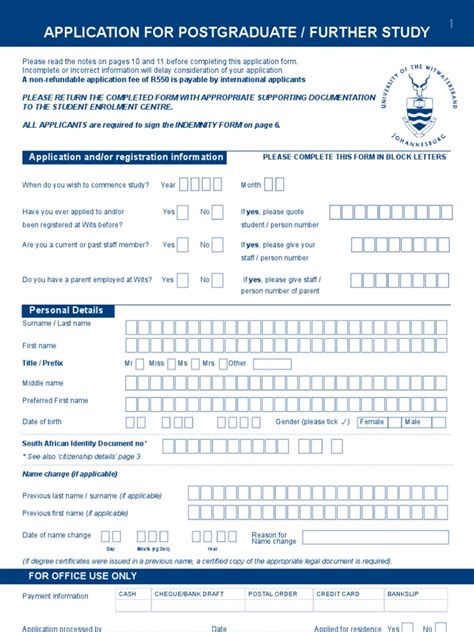 Wits Application Form 2015