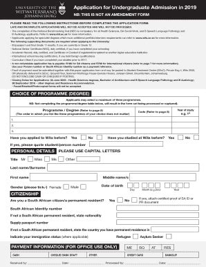 wits undergraduate application forms for 2015