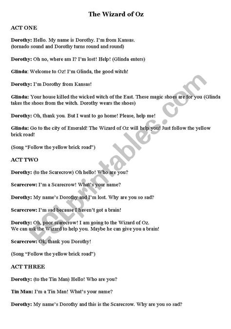 Wizard Of Oz Script For Ks2