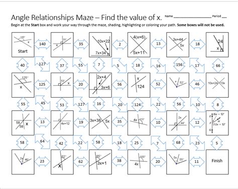 Wohnmobile Vellmar De Angle Relationships Maze Solving Equations Angles 8th Grade Math - Angles 8th Grade Math