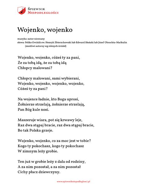 Wojenko Wojenko Tekst