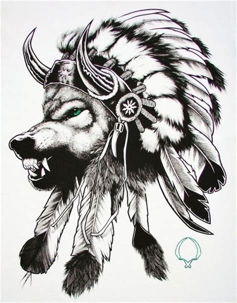 Wolf Indian Headdress Tattoos