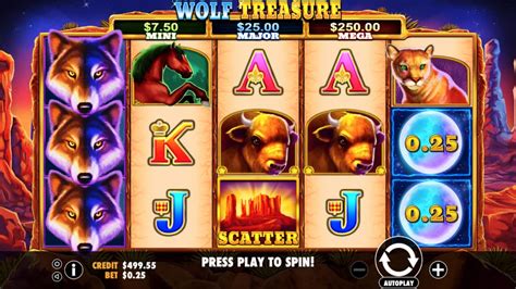 Wolf Treasure online pokies game interface