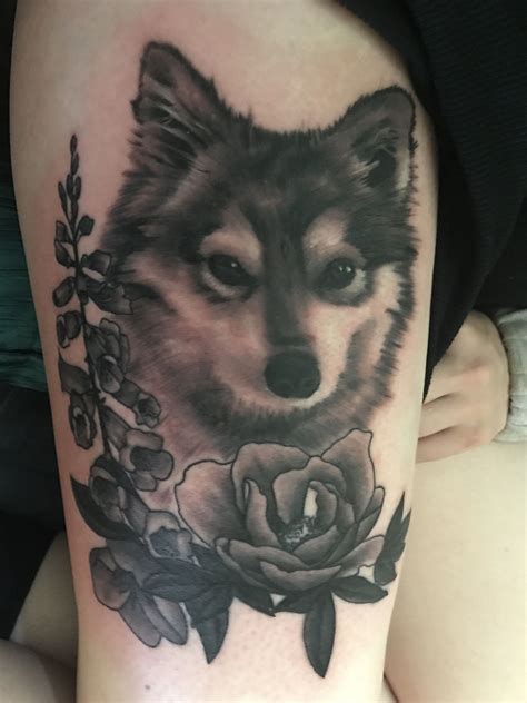 Wolf With Flower Tattoo Ink Lovers Tattoo Studio Wolf With Flowers Tattoo - Wolf With Flowers Tattoo