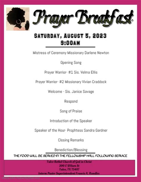 Womens Prayer Breakfast Program Outline