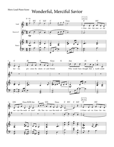 wonderful merciful savior sheet music