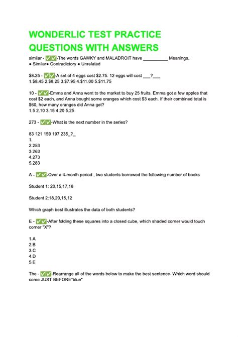 Wonderlic Test Practice