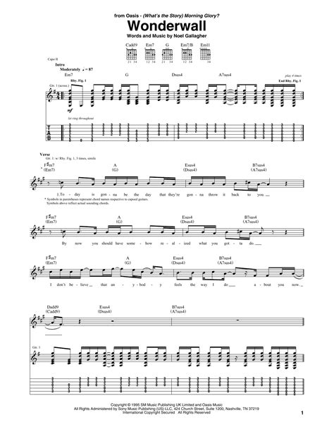 Wonderwall Tab