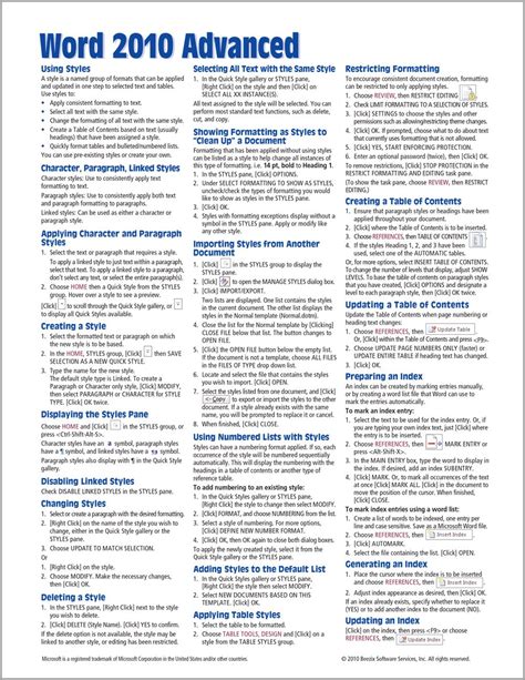 Word 2010 Cheat Sheet Washington State University