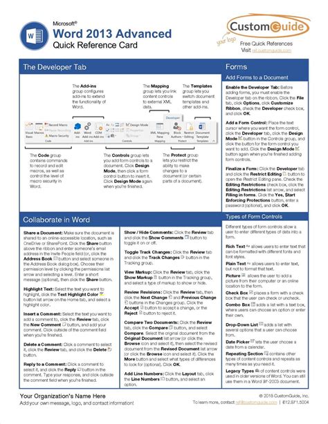 Word 2013 Quick Reference Guide