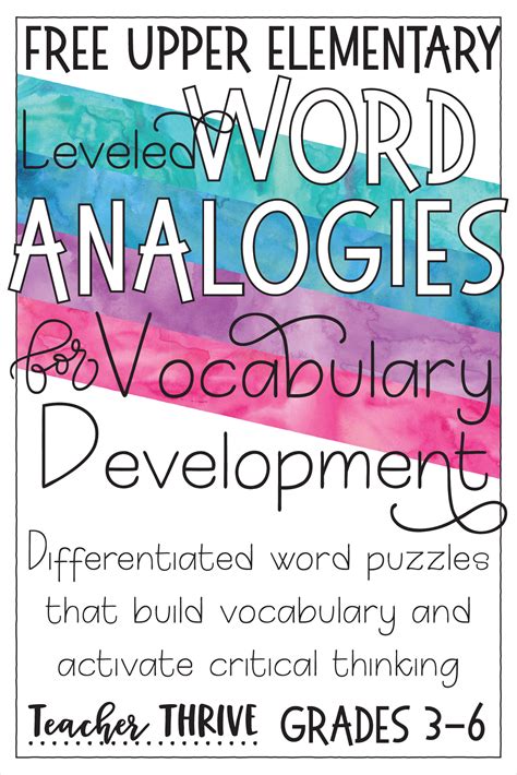 Word Analogies Grades 3 6 Upper Elementary Bundle Words For Grade 3 - Words For Grade 3
