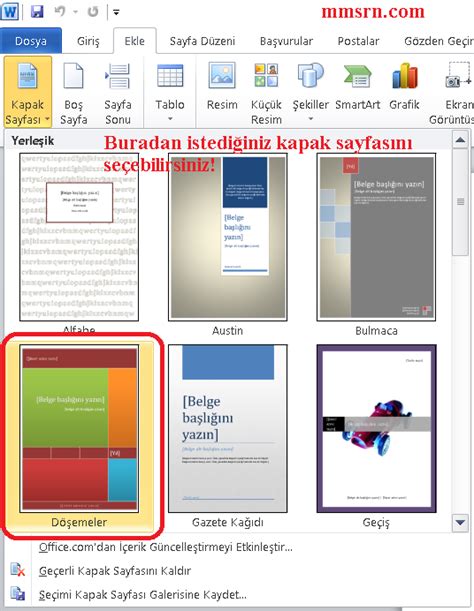 word de kapak yapmas