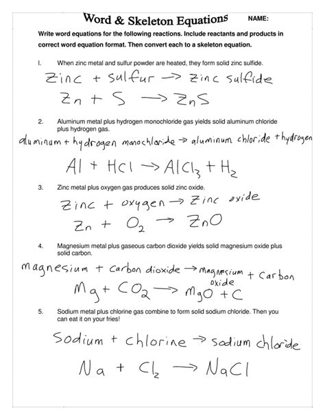 Word Equations Worksheet Chemistry Answers Free Printables Chemistry Word Equations Worksheet Answers - Chemistry Word Equations Worksheet Answers