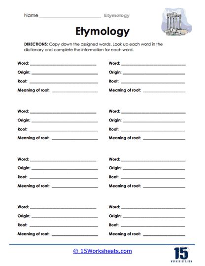 Word Etymology Worksheets Word Origin Worksheet - Word Origin Worksheet