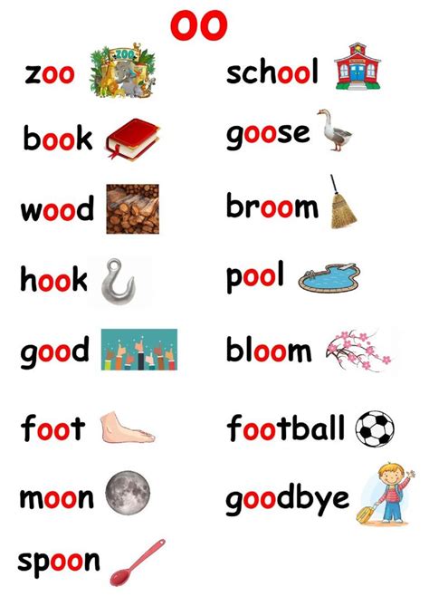 Word Families Oo Sound K 3 Teacher Resources Oo Sound Words With Pictures - Oo Sound Words With Pictures