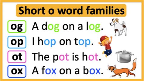 Word Family Op Od Ob Ot Og Ox O Family Words With Pictures - O Family Words With Pictures