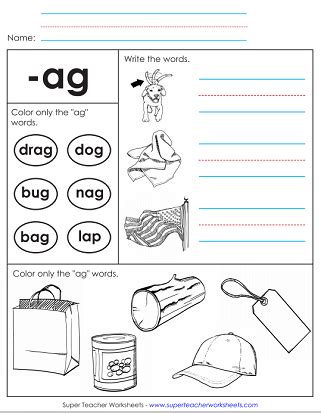 Word Family Worksheets Ag Super Teacher Worksheets Ag Words 3 Letters With Pictures - Ag Words 3 Letters With Pictures