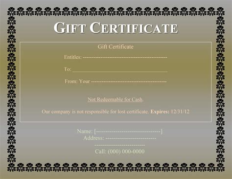 Word Gift Certificate Template