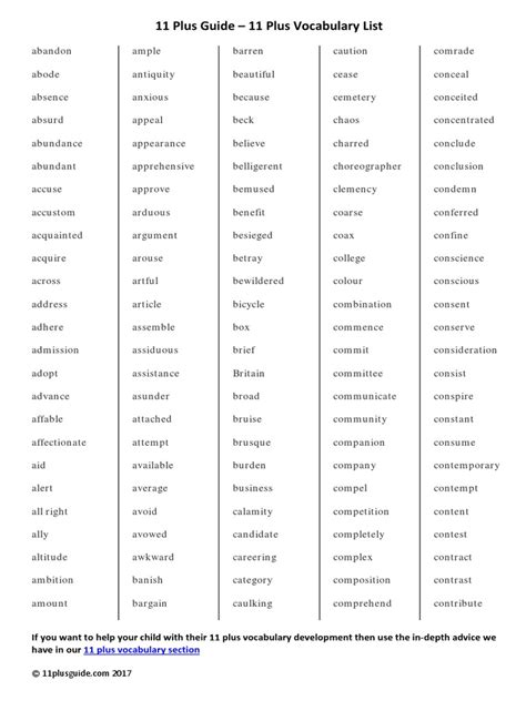Word List 11 Plus