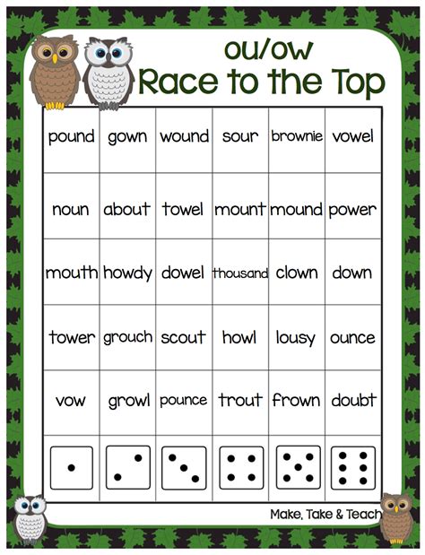 Word List Activities Ou Words Set 2 Ou And Ow Words - Ou And Ow Words