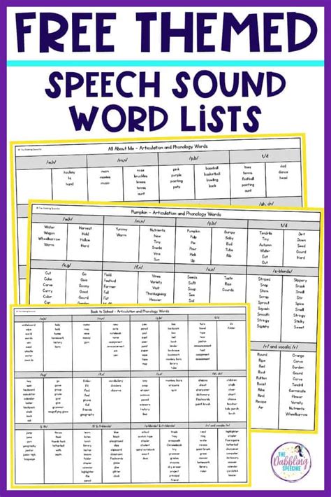 Word Lists Speech Therapy