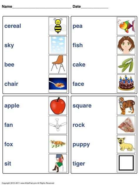 Word Matching Game Worksheet Free Printable For Kids Word Match Worksheet - Word Match Worksheet