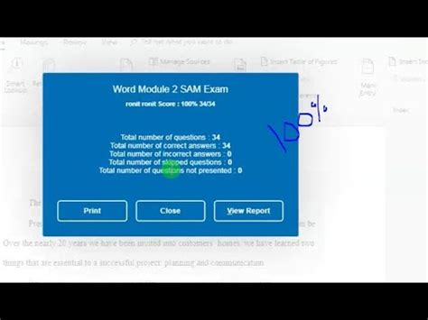 Word Module 2 Sam Exam Answers